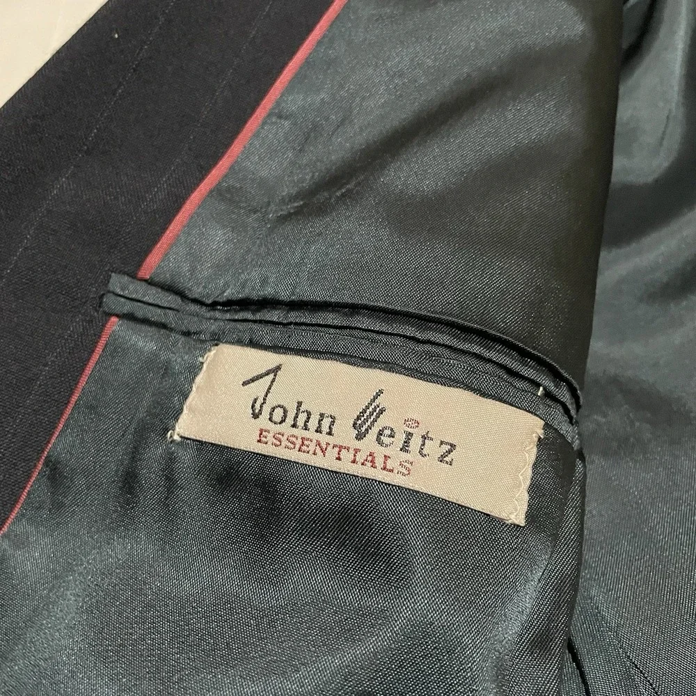 John Weitz‎ 2 Piece Mens Size 40R Blazer Pinstripe Navy Suit 32 X 31 Pants Wool